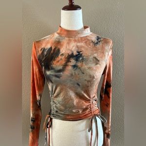 Tie dye ruched long sleeve top